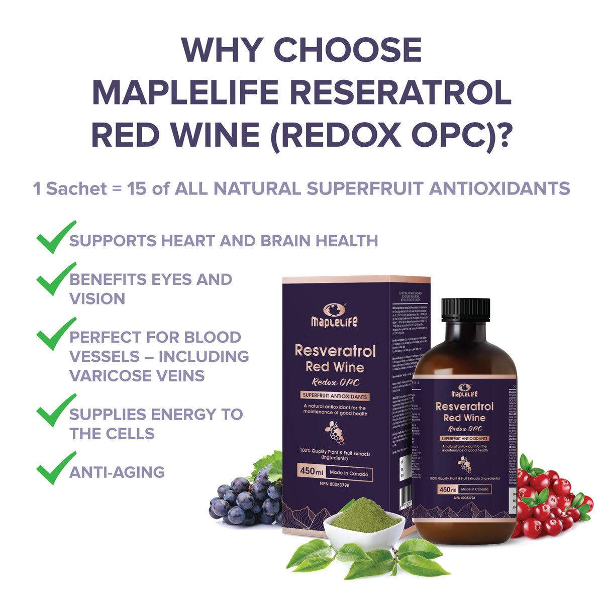 Resveratrol Red Wine Liquid Concentrate 450ml MapleLife Nutrition