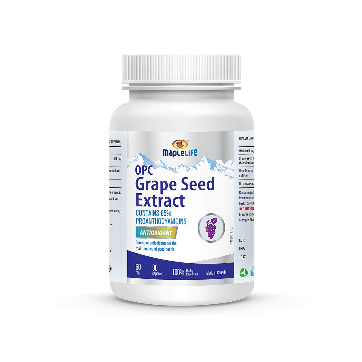 Maplelife Nutrition Grape Seed 60mg 90 Capsules – MapleLife Nutrition