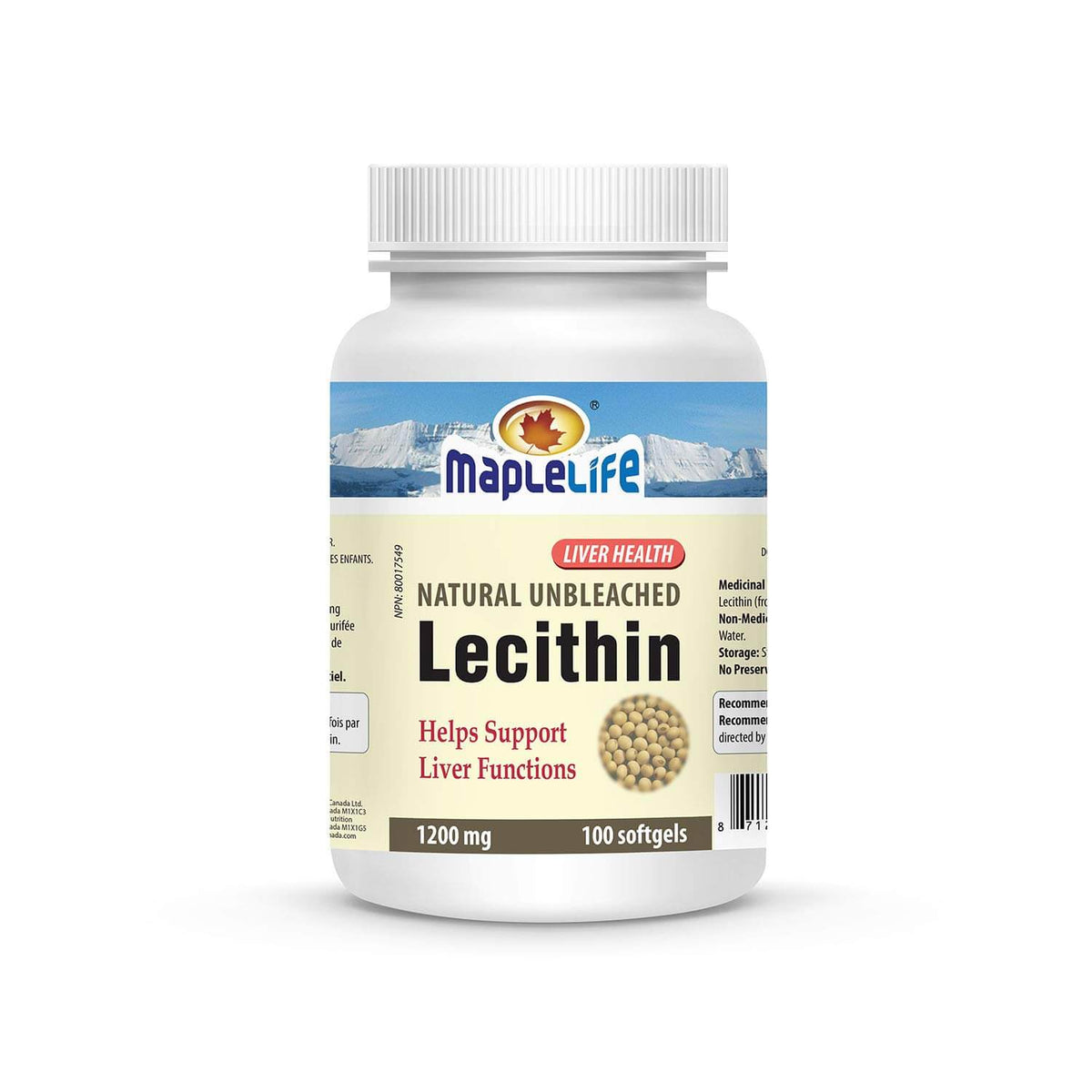 Maplelife Lecithin 1200mg 100 Softgels (Small Pack) MapleLife Nutrition