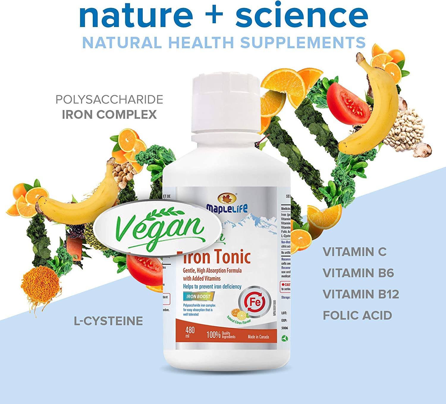 Vegan Liquid Iron Tonic with Iron Boost 480ml