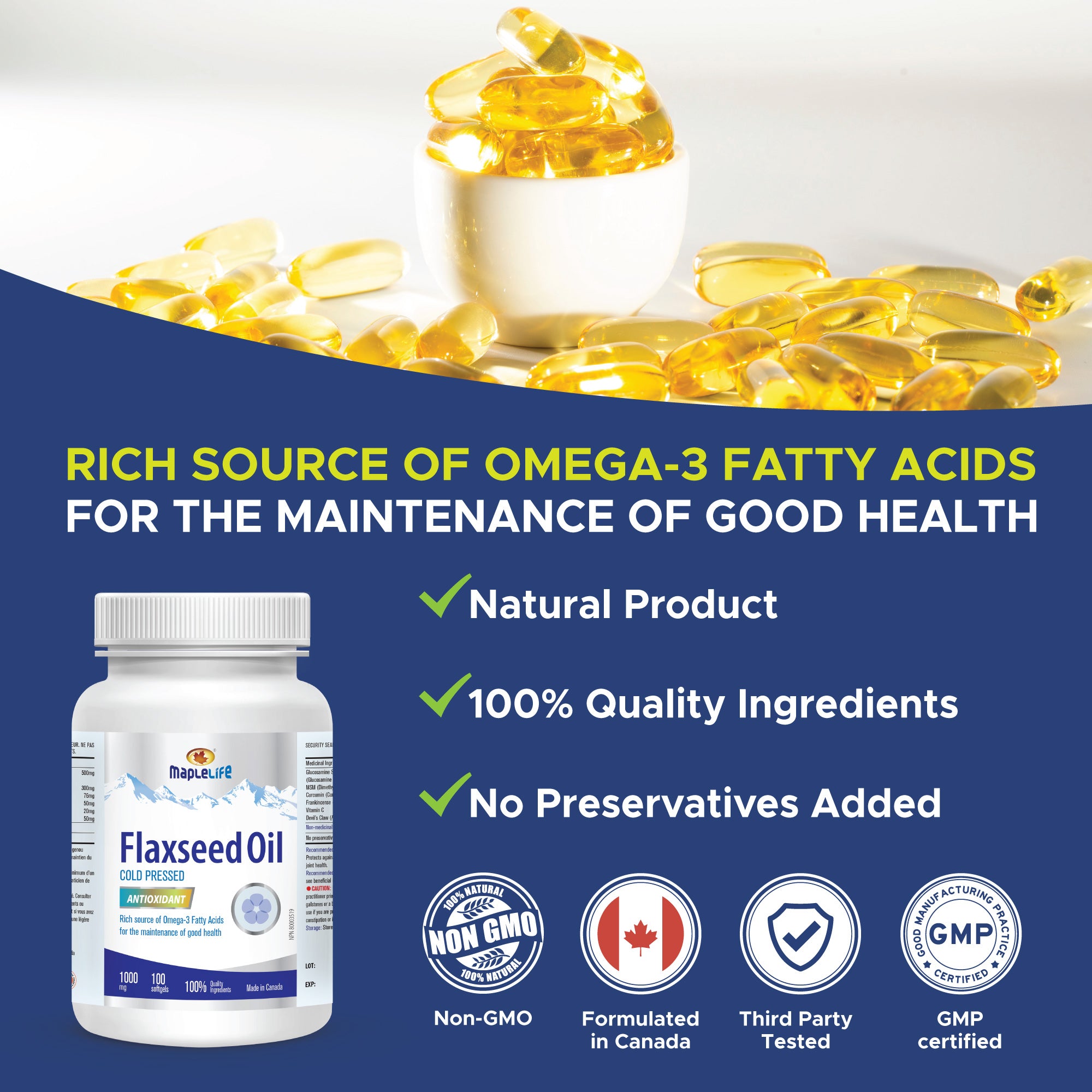 Flaxseed Oil 1000mg 100 Softgels