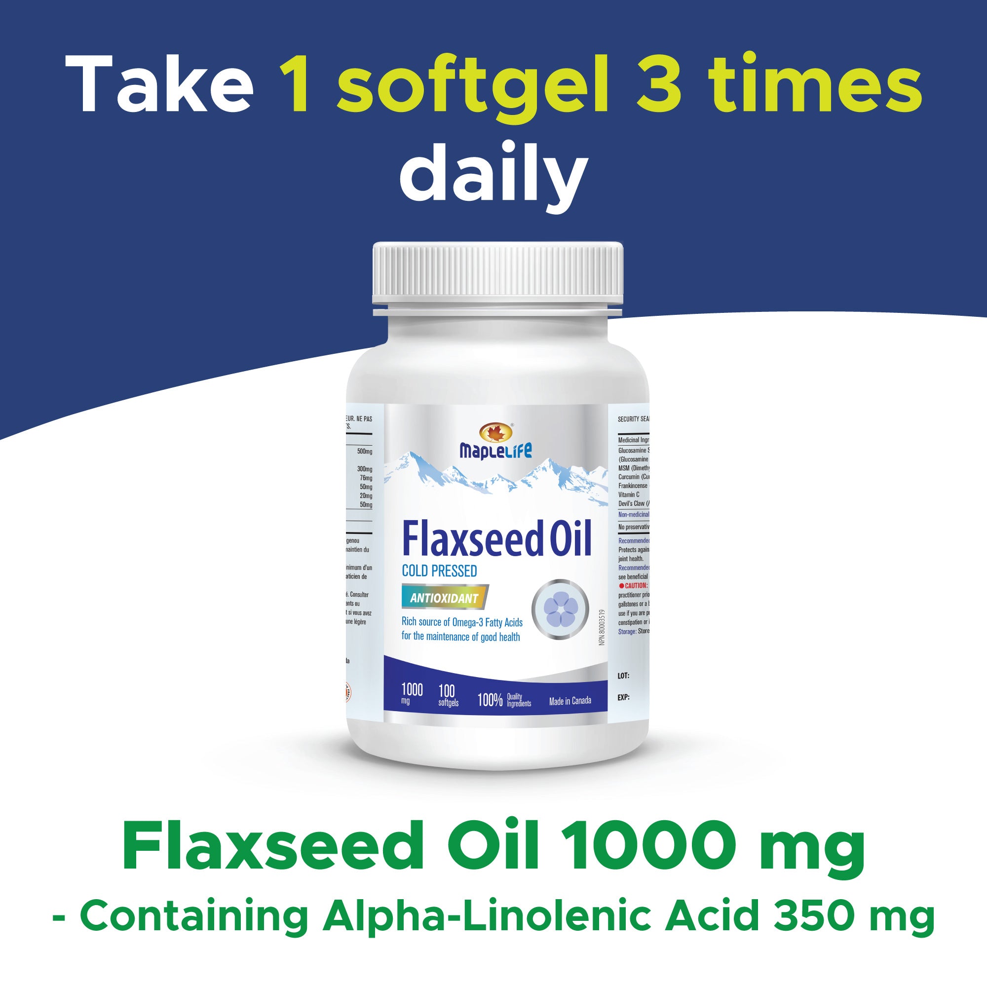 Flaxseed Oil 1000mg 100 Softgels