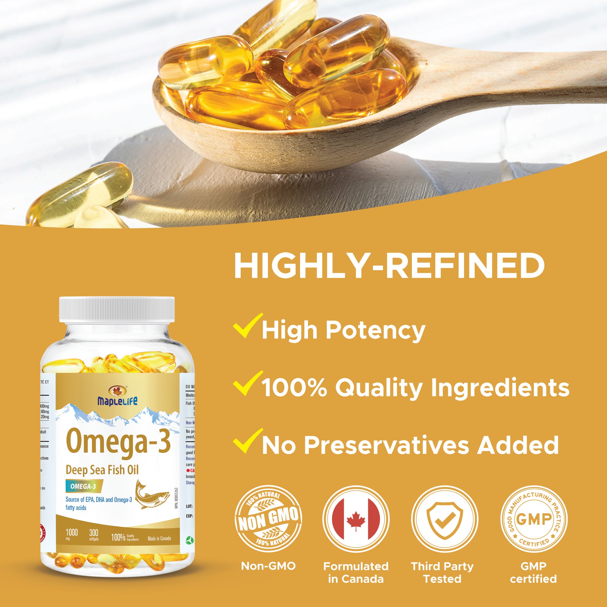 Omega-3 Deep Sea Fish Oil 1000 Mg 300 Softgels