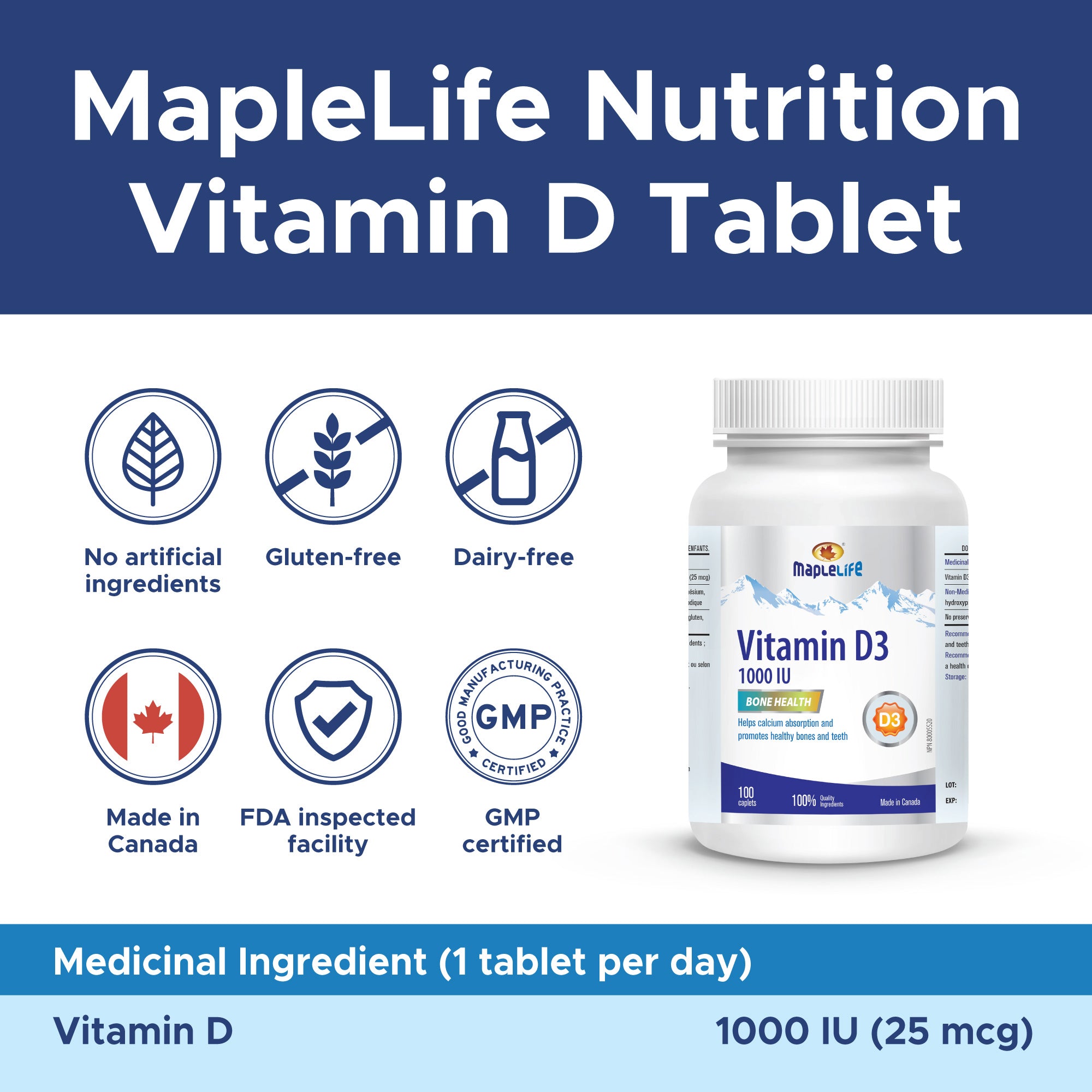 Vitamin D3 1000IU 100 Tablets