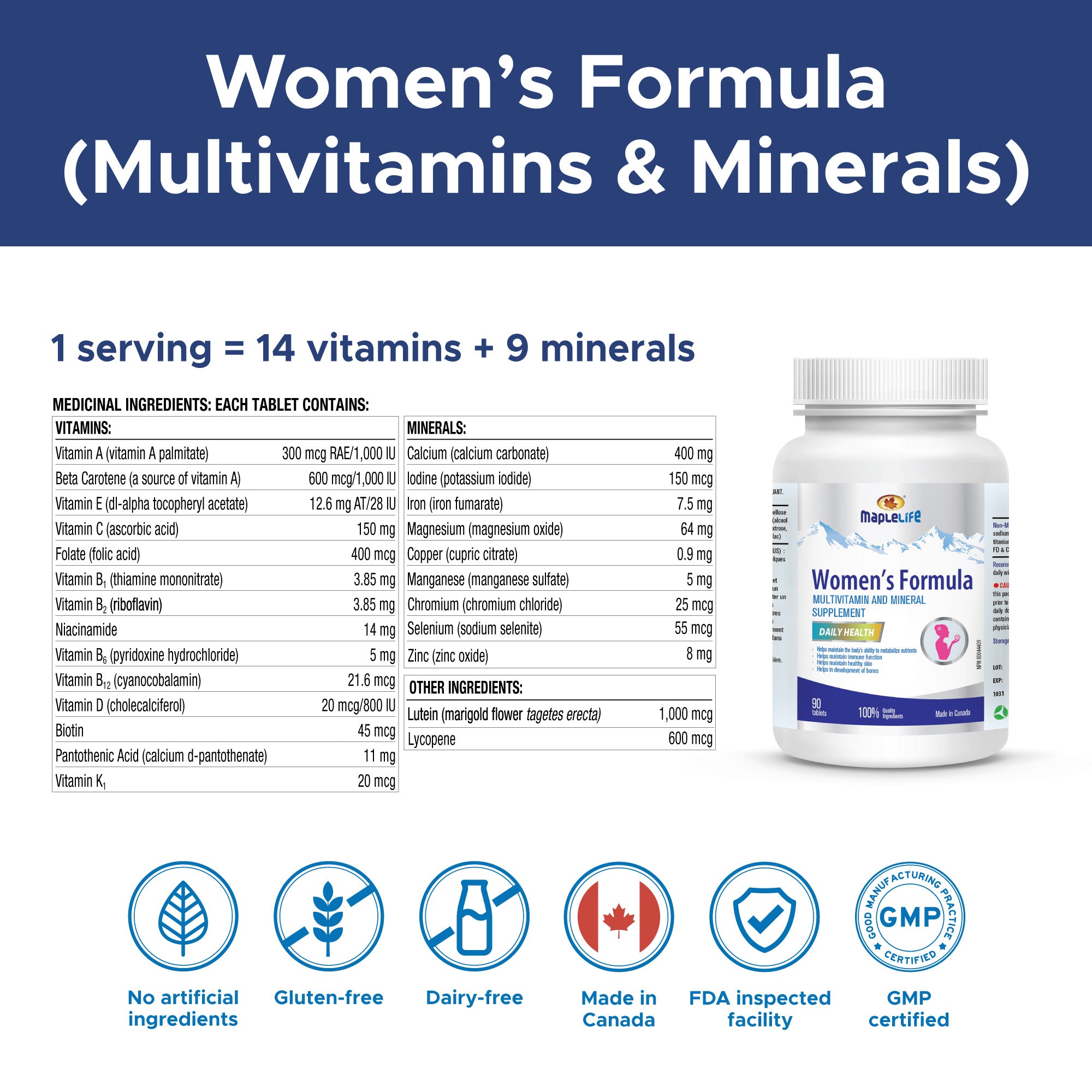 Women's Formula Multivitamin and Mineral Supplement 90 Tablets