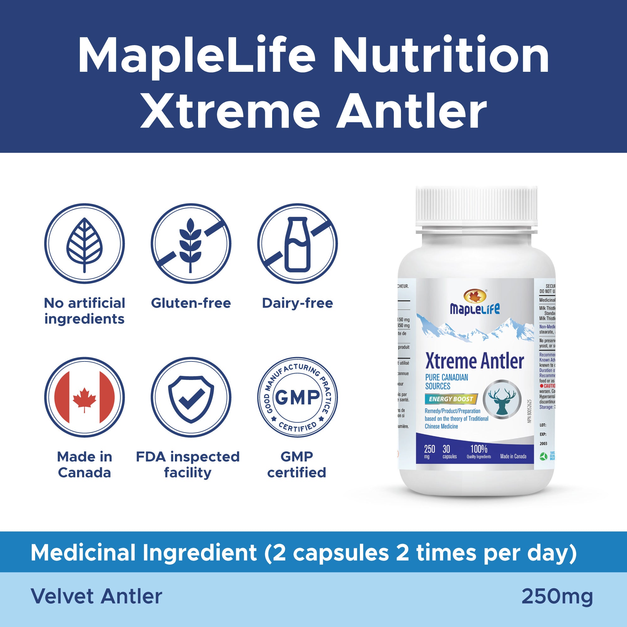 Xtreme Antler 250 mg 30 Capsules