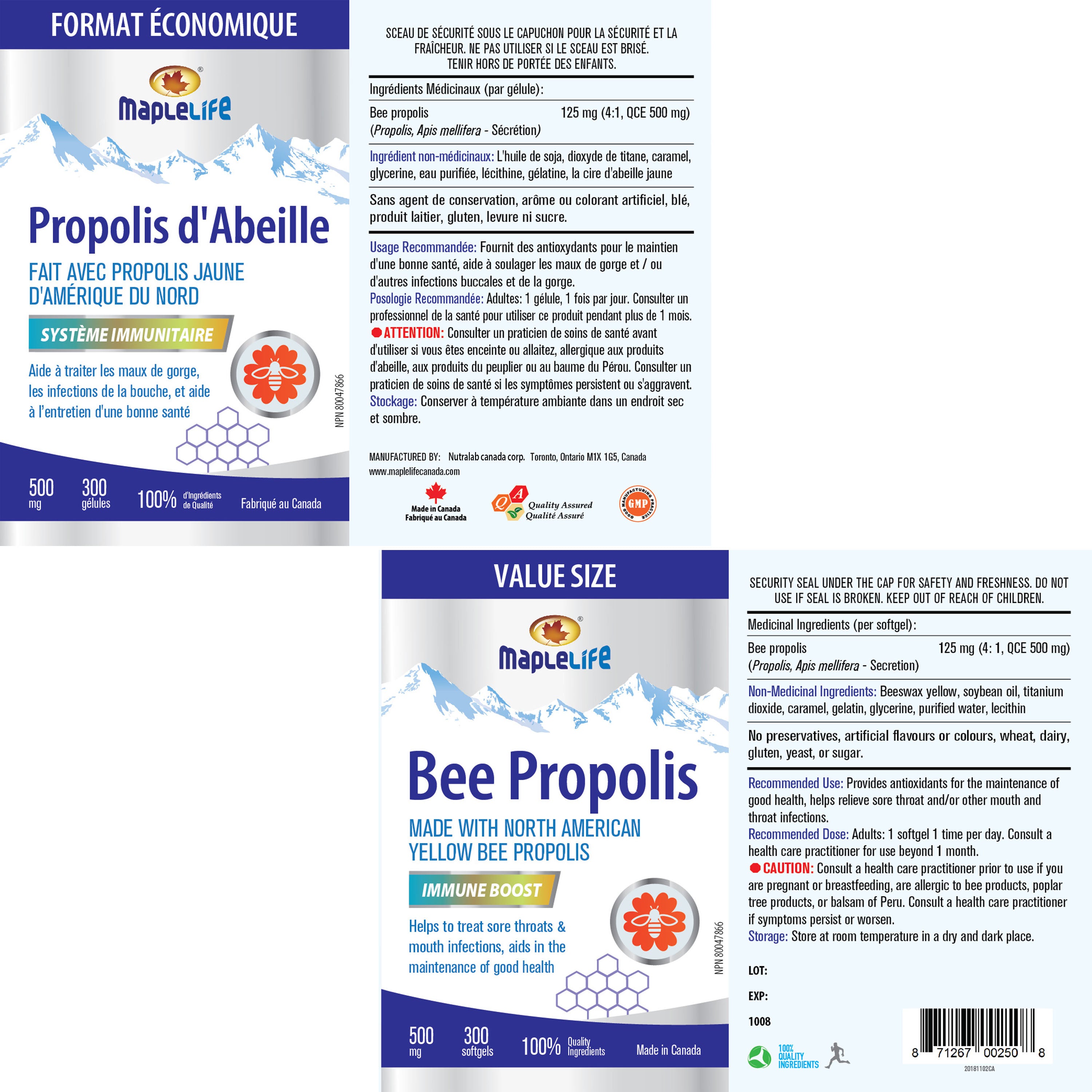 Bee Propolis 500mg 300 Softgels