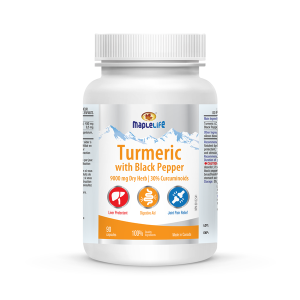 Turmeric with Black Pepper (9000 mg dry herb equivalent, 30% curcuminoids) 450mg 90 Cpsules
