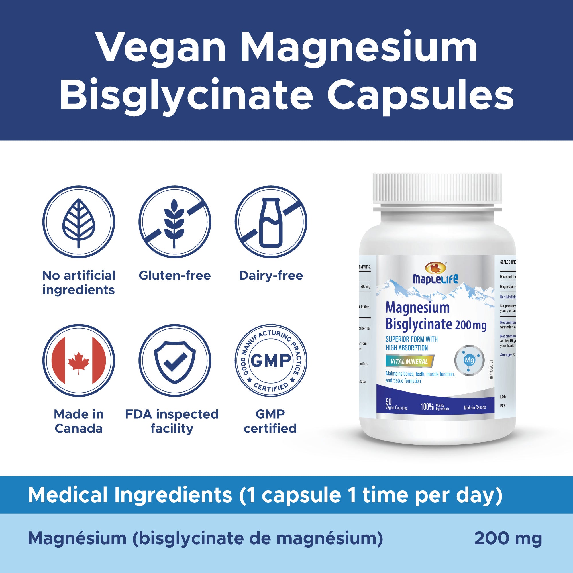 Magnesium Bisglycinate 200mg 90 Capsules