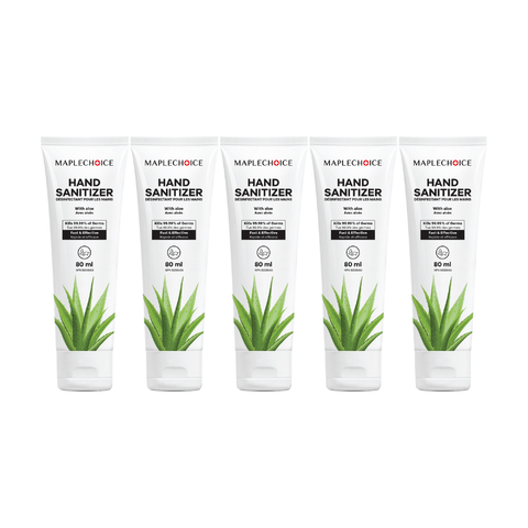Pack of 5 MapleChoice 80 ML Premium Quality Gel Based Hand Sanitizer with Aloe Vera Extract