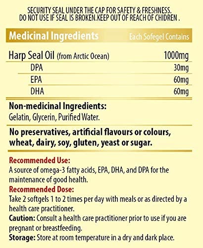 Harp Seal Oil Gold 1000mg 180 Softgels (Not Available for US Customers)