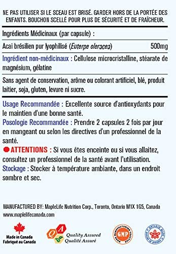 Acai Berry Ingredient Label