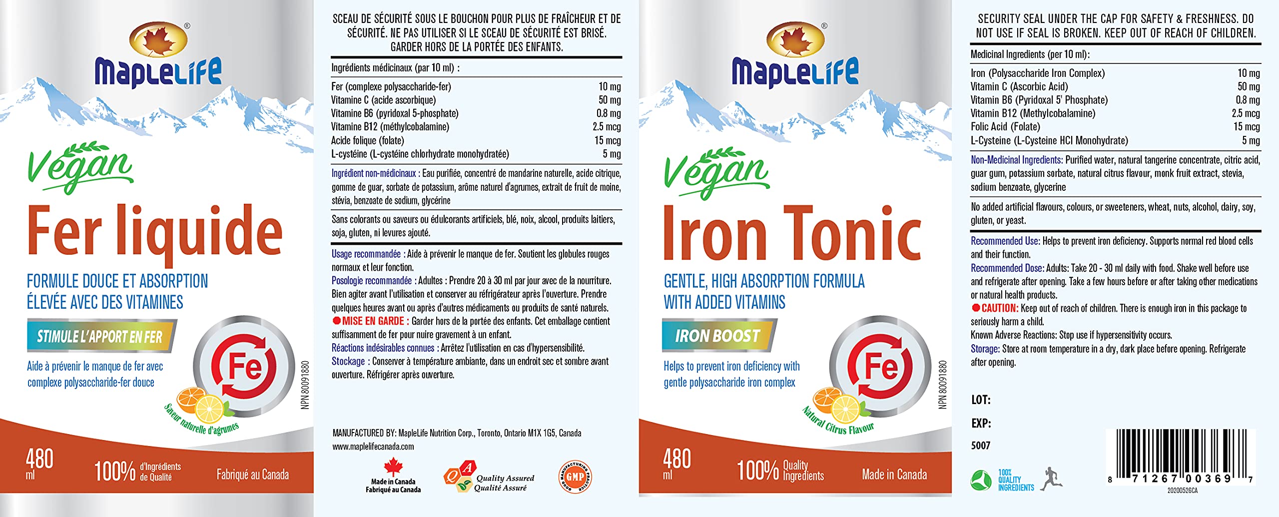 Vegan Liquid Iron Tonic with Iron Boost 480ml