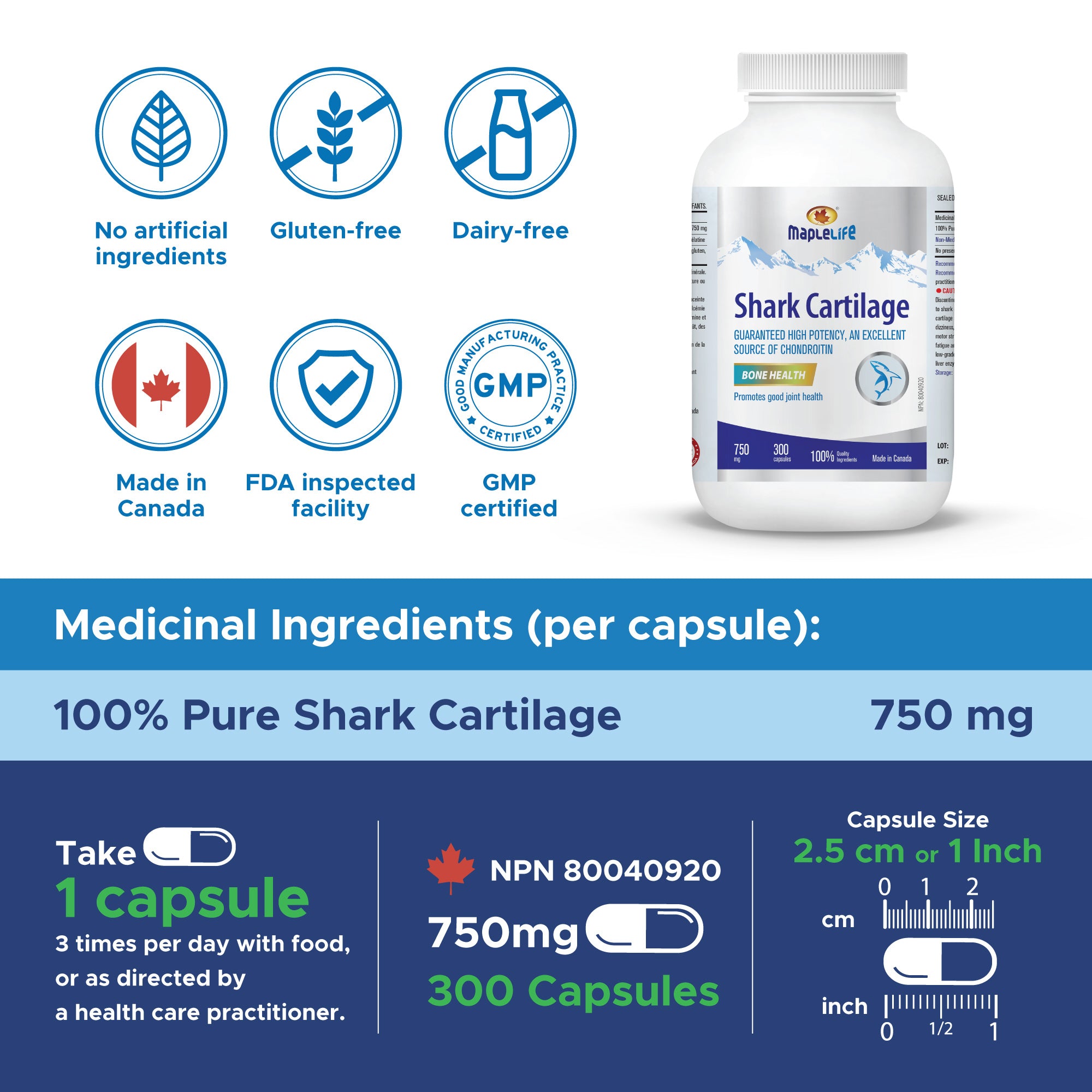 Shark Cartilage 750mg 300 Capsules