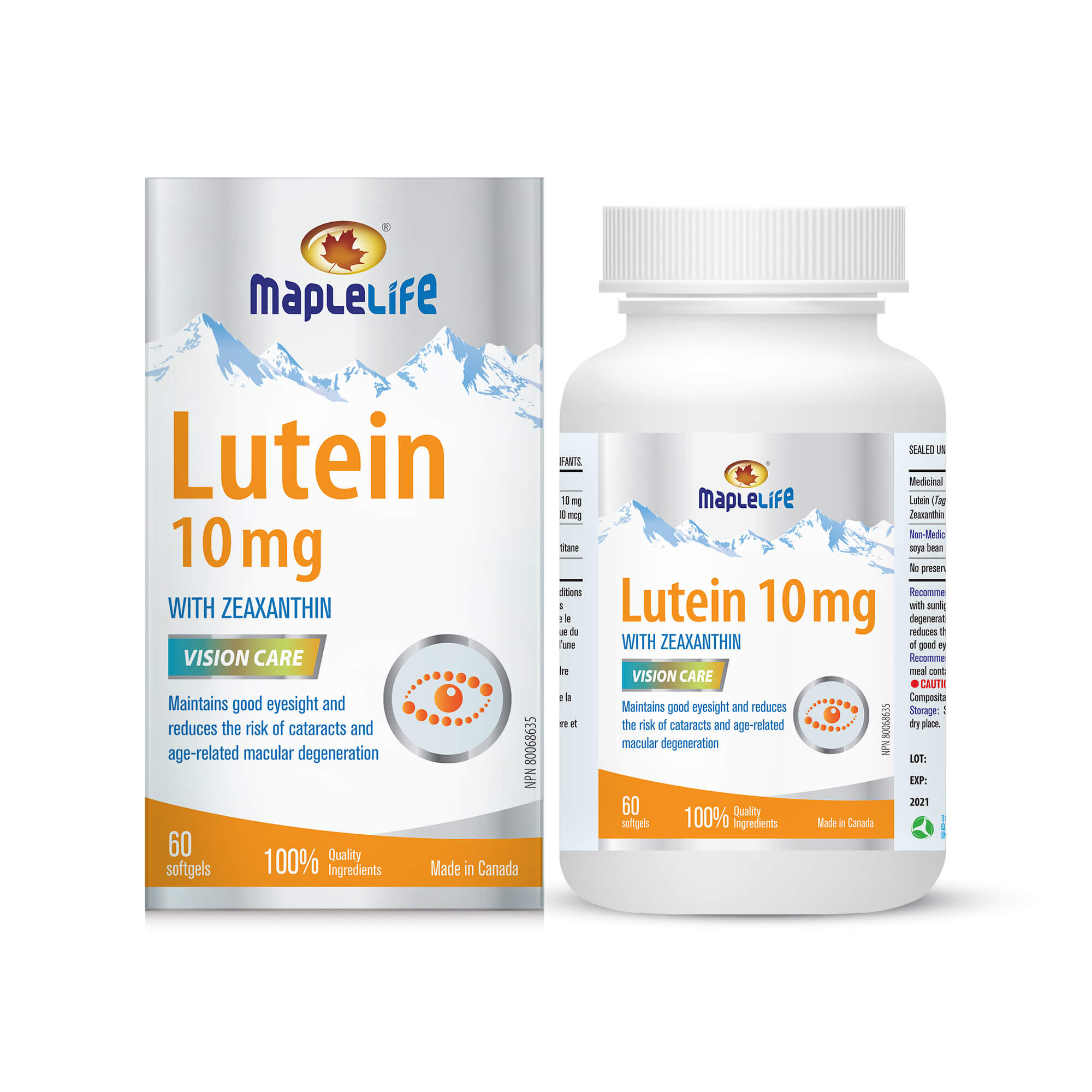 Lutein 10mg with Zeaxanthin 60 Softgels Product Image