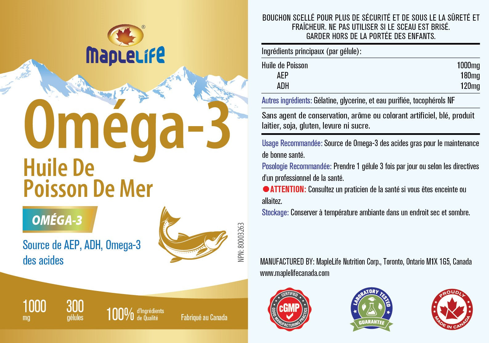 Omega-3 Deep Sea Fish Oil 1000 Mg 300 Softgels