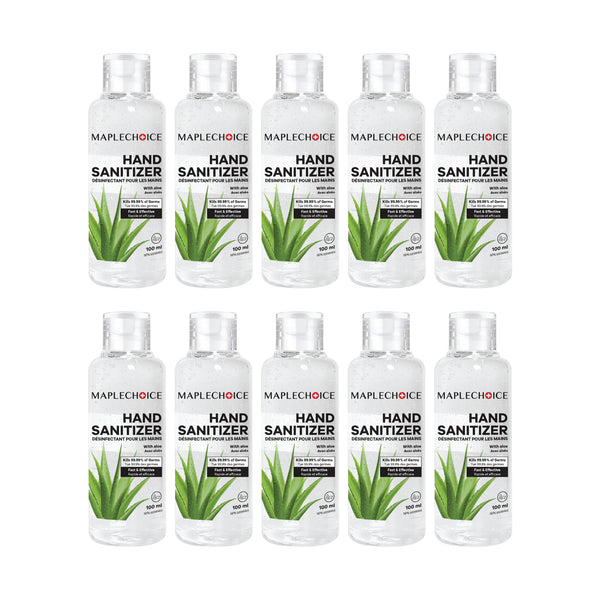 Pack of 10 MapleChoice 100 ML Premium Quality Gel Based Hand Sanitizer with Aloe Vera Extract Product Image