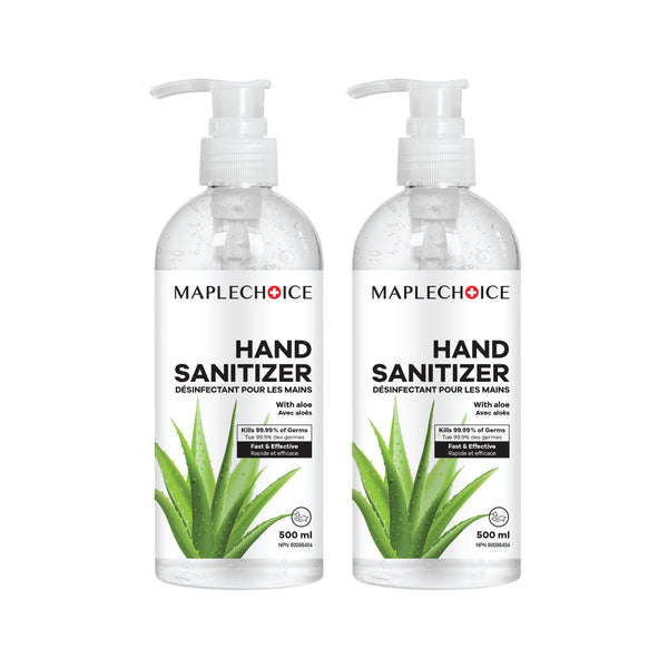 Pack of 2 MapleChoice 500 ML Premium Quality Gel Based Hand Sanitizer with Aloe Vera Extract
