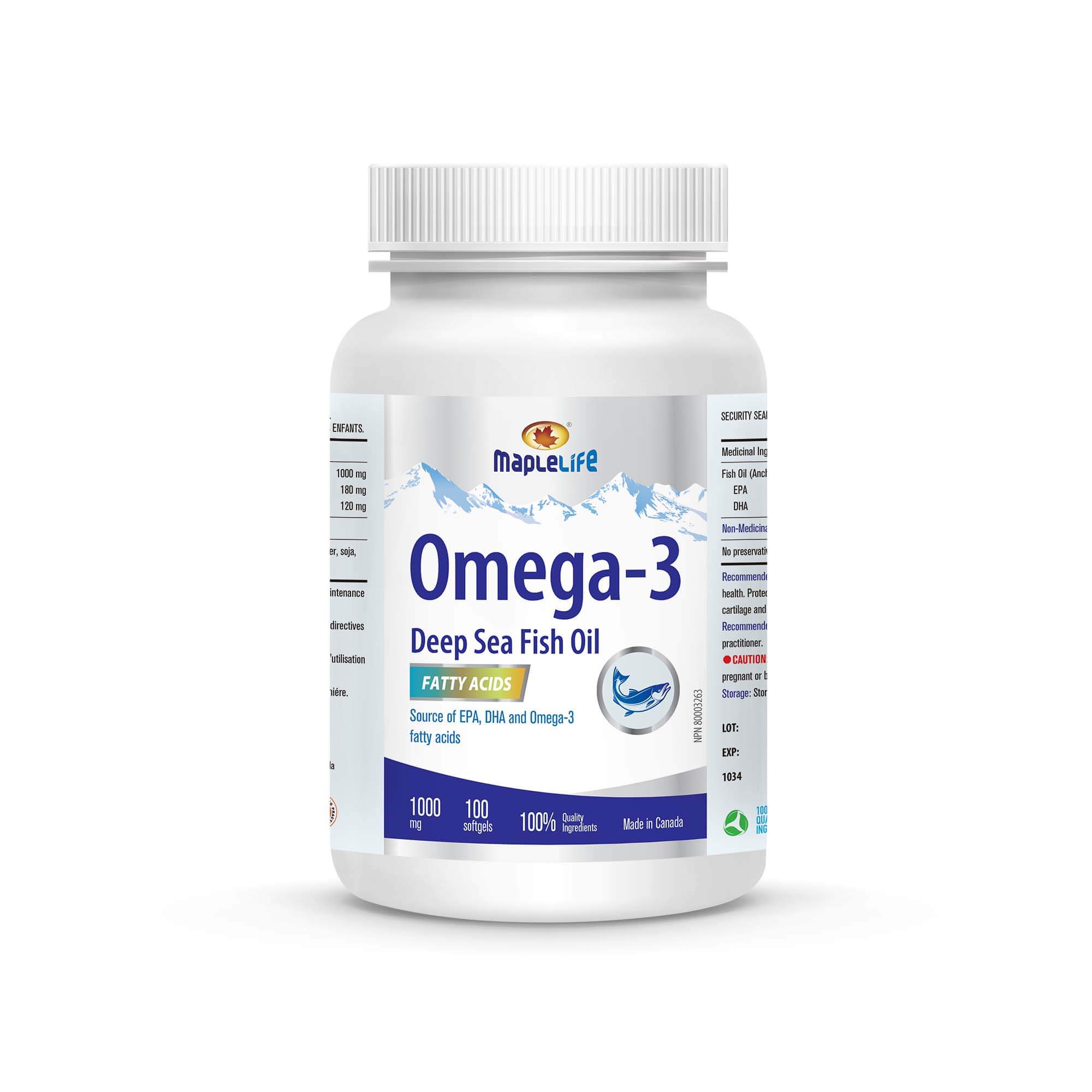 Omega-3 Fish Oil 1000 Mg 100 Softgels Product Image