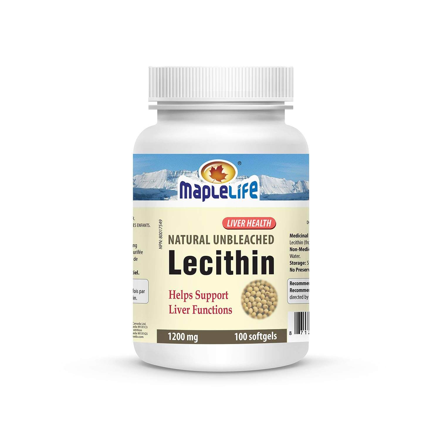 Maplelife Lecithin 1200mg 100 Softgels (Small Pack) MapleLife Nutrition